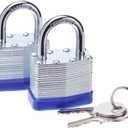 Laminated Steel Key Lock, 1-9/16 in. Wide Body, 2 Padlocks Keyed Alike