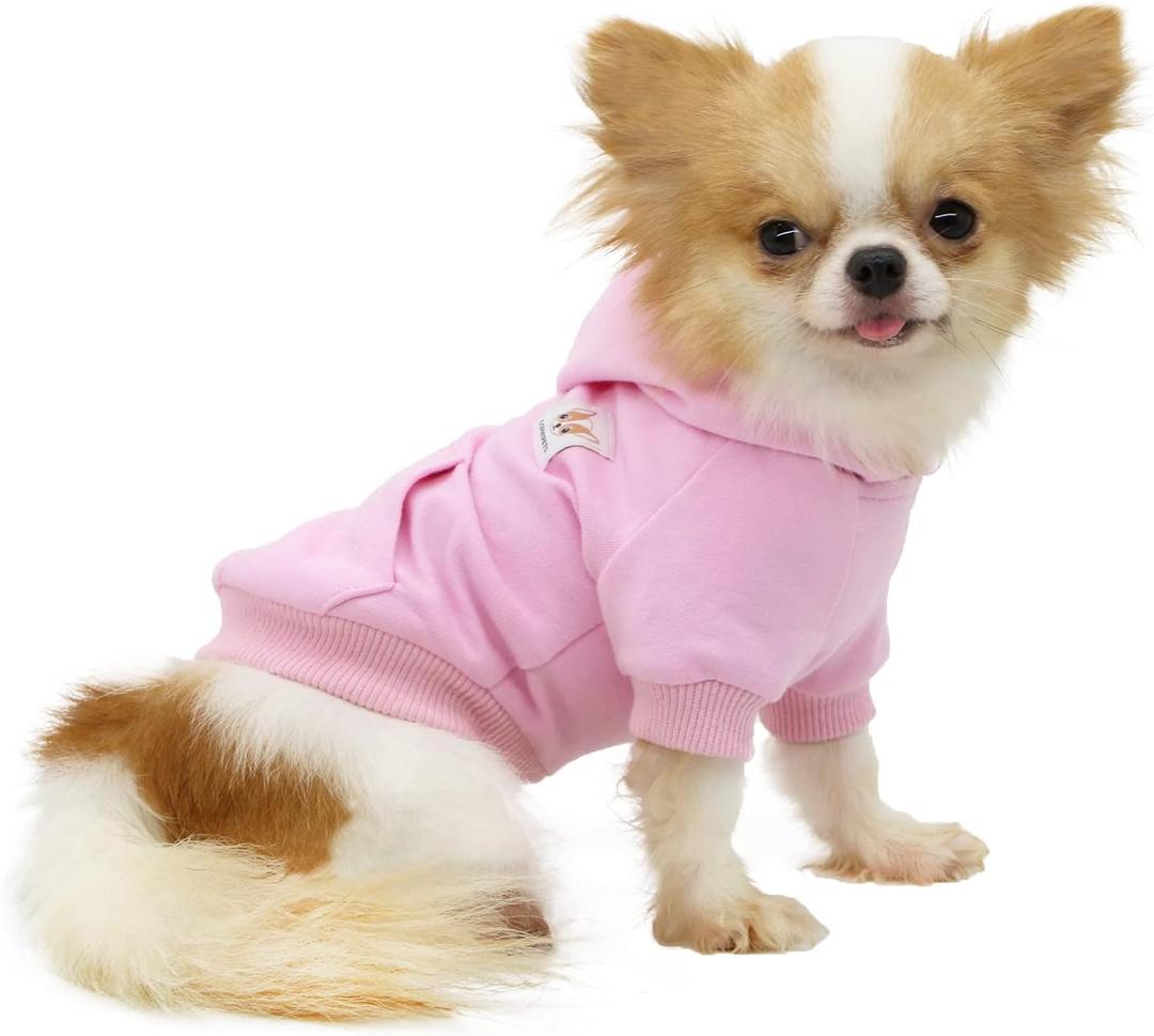 LOPHIPETS Dog Cotton Hoodies Sweatshirts for Small Dogs Chihuahua Puppy Clothes Cold Weather Coat-Pink/S