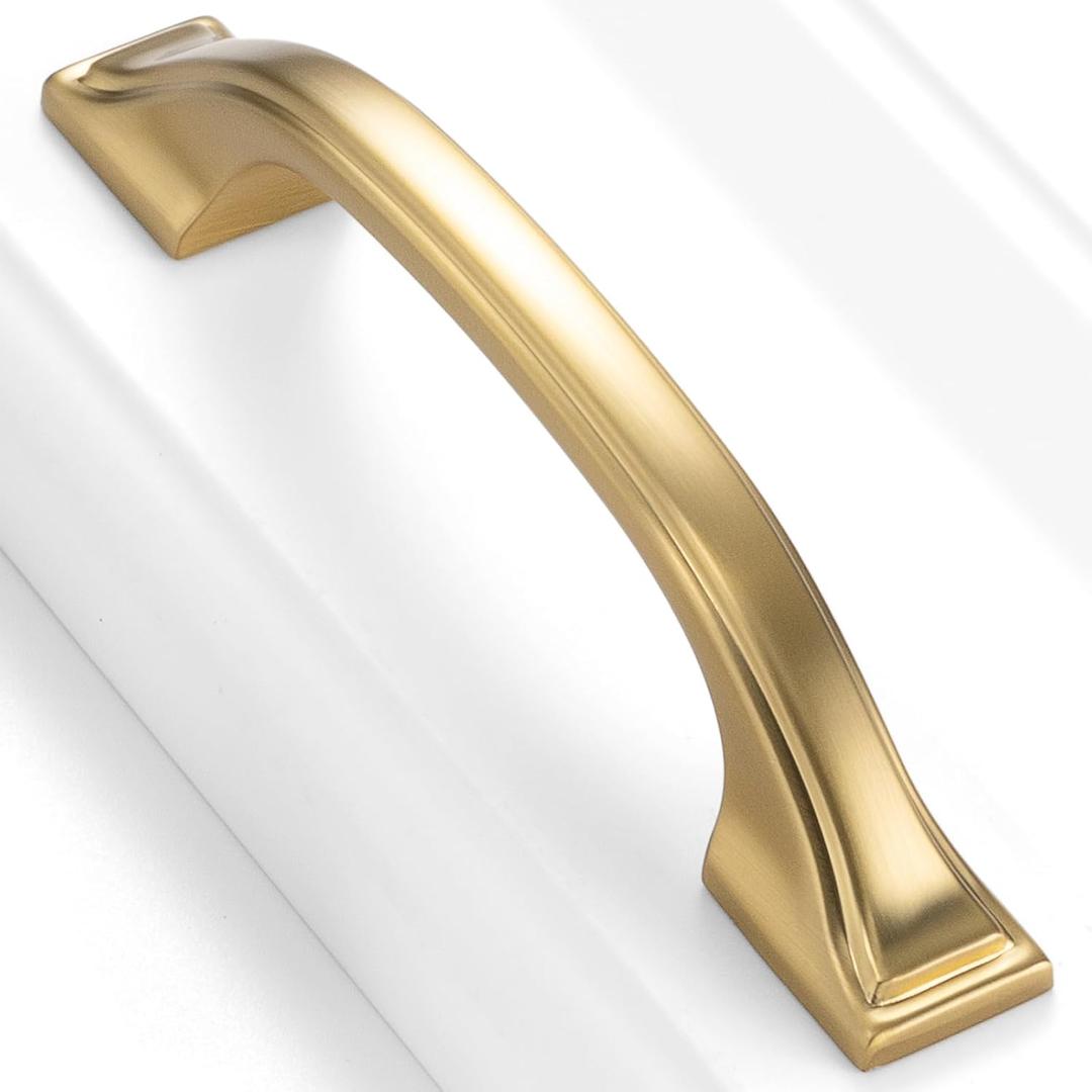 10 Pack Brushed Gold Cabinet Pulls 3 Inch Gold Cabinet Handles Gold Hardware for Kitchen Cabinets 8222 Drawers Bedroom Dresser Bathroom Vanity Cupboard