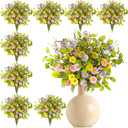 Thiccywoov 12 Bundles Wildflowers Artificial Flowers Outdoor Spring Fake Plastic Daisy Flowers Bouquets Fake Plants Vase Floral Arrangements Table Centerpiece for Wedding Home Decor(Elegant Daisy) (16 Inch)