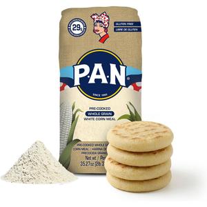 Pre Cooked Whole Grain White Corn Meal 2 lb., 4 Pack