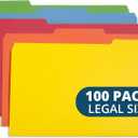 Blue Summit Supplies Colored File Folders Legal Size, 1/3 Cut Tab, Great for Organizing and Easy File Storage, 100 Per Box (Assorted)