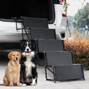 Dog Car Ramp - Portable 5-Step Aluminum Dog Stairs with Non-Slip Surface, Supports up to 250 lbs,17.3" Wide Foldable Dog Steps for Cars, SUVs, High Beds, and Trucks