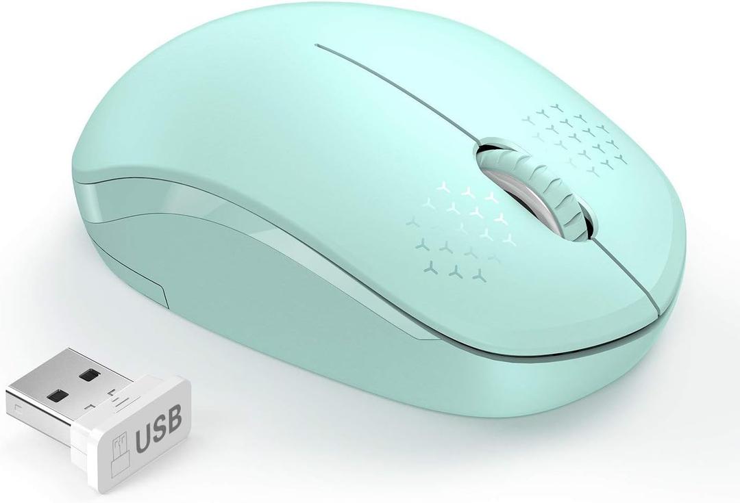 seenda Wireless Mouse for Laptop, 2.4G Noiseless Mouse with USB Receiver - Optical Tracking Portable Computer Mice for Chromebook, PC, Tablet, Windows System, 24 Months Battery Life - Mint Green