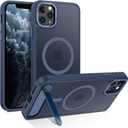 GUAGUA for iPhone 11 Pro Max Case with Stand, Magnetic Cases with Foldable Invisible Stand Translucent Matte Back Slim Protective Shockproof Kickstand Phone Case for iPhone 11 Pro Max 6.7", Blue