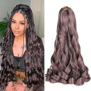 French Curl Braiding Hair Spanish Curly Braiding Hair for Box Braids 8 Packs Bouncy Curly Crochet Hair 24 inch Pre Stretched Synthetic Hair Extensions(Pack of 8,#BT01)