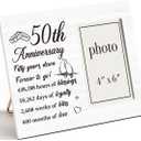 50th Anniversary Picture Frame, 50th Anniversary Wedding Gifts for Parents Couple, Fifty Years Down Photo Frame for 4 x 6 Inch Photo