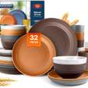 Teivio 32-Piece Kitchen Plastic Wheat Straw Dinnerware Set, Service for 8, Unbreakable Dinner Plate/Dessert Plate/Cereal Bowl/Cup,Outdoor Camping Dishes for Life/Vintage,Farmhouse,Rustic Multicolor