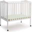 Delta Children Folding Portable Mini Baby Crib with 1.5-inch Mattress - Greenguard Gold Certified, White