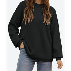 Saodimallsu Womens Crew Neck Sweater Tops Long Sleeve Fuzzy Fall Casual Loose Cozy Knit Pullover Sweaters Medium