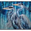 Yihui Arts Blue Heron Metal Wall Art - Exquisite Hand Crafted 3D Aluminum Artwork 24"L x 16"W