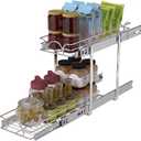 OCG 2 Tier Pull Out Cabinet Organizer (9.5" W x 21" D), Pull Out Drawers for Kitchen Cabinets, Pull Out Shelves for Base Cabinet Organization in Kitchen Bathroom Pantry, Chrome Finish