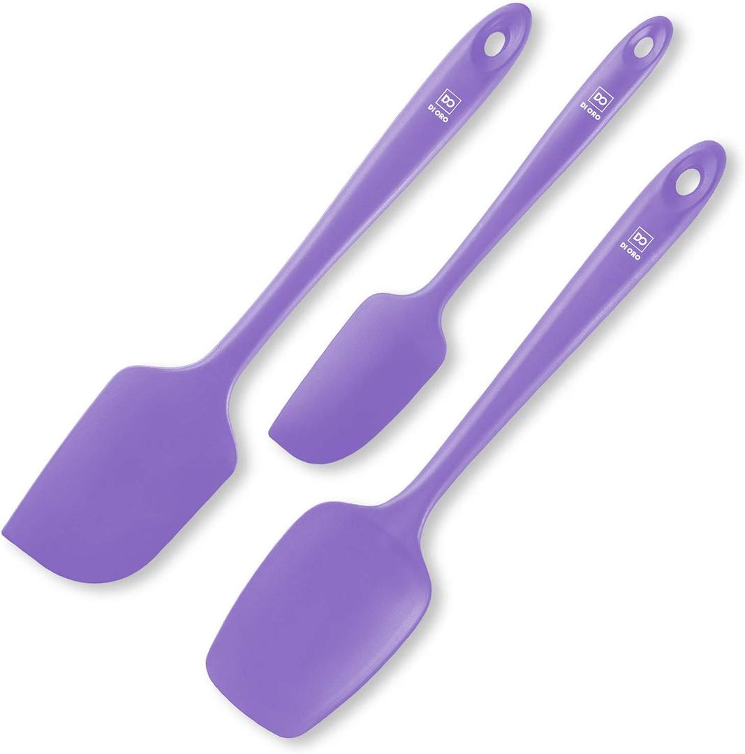DI ORO Silicone Spatula Set - Rubber Kitchen Spatulas for Baking, Cooking, & Mixing - 600F Heat-Resistant & BPA Free Silicone Scraper Spatulas for Nonstick Cookware - Dishwasher Safe (3pc, Lavender)
