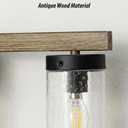 Rustic Vintage Wall Sconce, Farmhouse Vanity Light, Bathroom Wood Wall Light Over Mirror with Seedy Glass Shade.(Pinewood, 4-Light)
