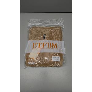 BTFBM Casual Fall Tops for Women 2025 Long Sleeves Solid Shirts Crew Neck Loose Fit Work T Shirt (Large, Beige)