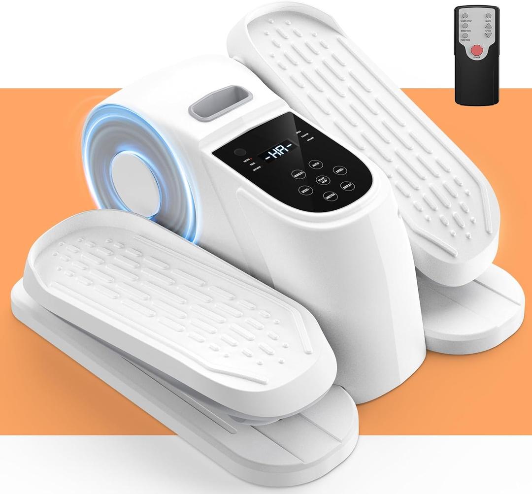 VIVURN 028 Under Desk Elliptical 5 Modes 12 Speeds Electric Leg Exerciser As Seen on TV While Sitting for Seniors, Low Impact Passive Seated Pedal Exerciser Quiet & Smooth for Home and Office (White)