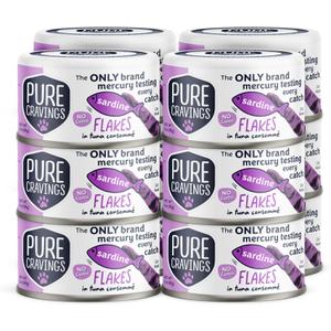 Pure Cravings Sardine Flakes in Tuna Consomm, Canned Wet Cat Food Soup, 100% Mercury-Tested, Moist Can Fish, Grain-Free Protein, Non-GMO, 3oz, Pack of 12, Best By 12 2026