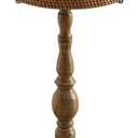 Small Round Metal Side Table, Lightweight Antique Accent Table,Retro Round Drink Table,Small Pedestal Table for Living Room, Bedroom, Corners (1, Rattan), 12.6" x 12.6" x 20.5"