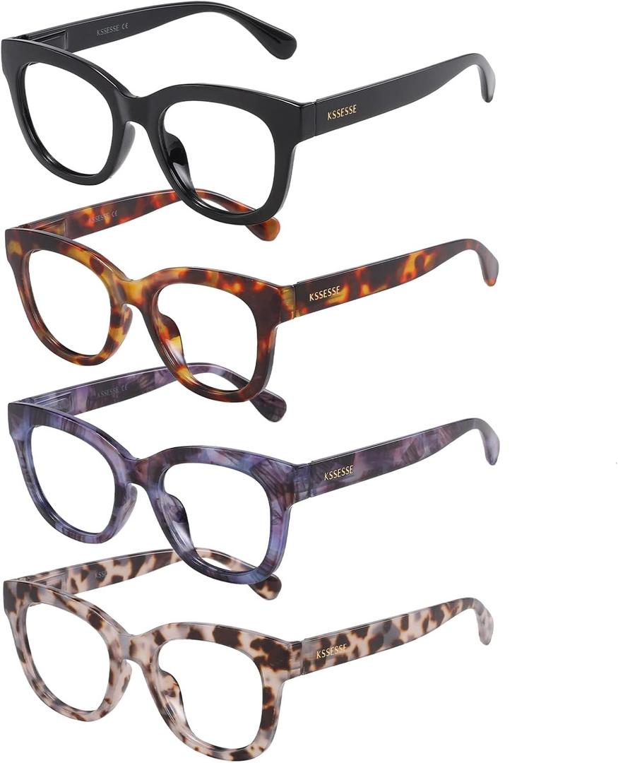 Reading Glasses for Women Men Square Oval Readers with Spring Hinge Anti UV Glare (Black,demi Brown,demi Blue,demi White)