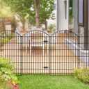 FOREHOGAR Metal Garden Fence with Gate 48in (H) x 12.7ft (L), 1 Gate+ 4 Panels Dog Fence Border Fences Animal Barrier, No Dig Garden Fencing for Yard Flower Bed Lawn Patio Outdoor, ECG4805G, Black