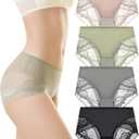 Women's Underwear Hipster Panties Lace Underwear For Women 4-Pack Lace Hipster Panties (L)