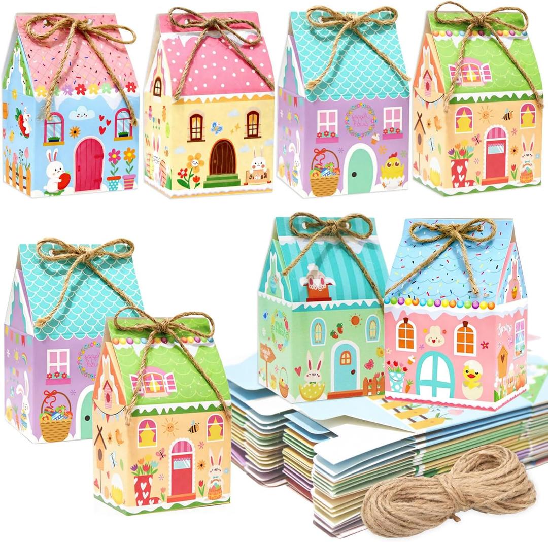 MKLTUHGDG 24 Pcs Easter Treat Boxes Mini Easter Party Favor Boxes Gift Bags Easter Parties Supplies for Party Favors Goodies Cookies Treats Candies Meals Lunch