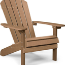 YEFU Adirondack Chair Weather Resistant: Outdoor Chair HIPS Plastic Adirondack Chairs - Patio Chairs with Wood Texture - Lawn Fire Pit Deck Porch Garden Chairs for Adults (Teak)