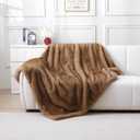 MERRYLIFE Luxury Thick Plush Faux Fox Fur Throw Blanket Warm Furry Cozy Soft Decorative Blanket Use for Couch Bed Travel Winter (PaleBrown,50" 60")