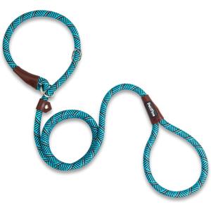 PetiFine Slip Lead Dog Leash, 6FT x 1/2" Reflective Durable Dog Training Lead, Heavy Duty Adjustable Nylon Dog Rope Slip Leash for Small Medium Large Dogs (Blue)