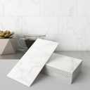 BeNice Matte Bathroom Backsplash Peel and Stick Subway Tile Stickers Waterproof,Stick on Backsplash for Kitchen Wall Individual Tiles 3.85INx7.79IN (Carrara White,23PCS)