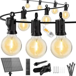 Brightown 108FT Solar String Lights Outdoor with Remote and 52 LED Shatterproof Bulbs, Dimmable & Timable, 3 Light Modes, Solar Patio String Lights Outdoor for Cafe, Garden, Deck, Outside Wedding Brightown 108FT Solar String Lights Outdoor with Remote and 52 LED Shatterproof Bulbs, Dimmable & Timable, 3 Light Modes, Solar Patio String Lights Outdoor for Cafe, Garden, Deck, Outside Wedding