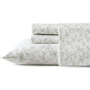 Laura Ashley - Queen Sheet Set, Buttery-Soft Bed Sheets with a Naturally Silky Smooth Cotton Sateen Lightweight Feel - Matching Pillowcases & Fitted Sheet (Fiona Green)