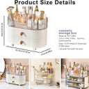 DASITON Makeup Organizer with Drawer,6 Slots Stackable Makeup Brush Holder,Skincare and Cosmetic Organizer for Bathroom Vanity Countertop Makeup Storage for Cosmetics,Brushes,Lipstick and Jewelry (1 Tray + 2 Drawer, Cream)