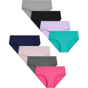 Boboking Teen Girls Underwear Cotton Brief Panties 8 pack (12, Blueb)