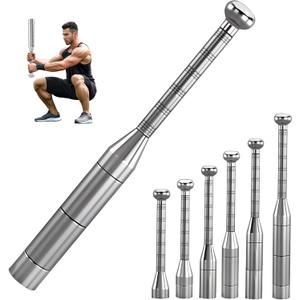 Adjustable Macebell Clubbell for Strength Training, 6/8-in-1 Premium Steel Indian Club for Full Body, Muscles, Shoulder, Grips & Forearms Workouts to Stretching (Silver-17.5lbs)