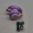 iClever BTH12 Kids Bluetooth Headphones, Colorful LED Lights, 74/ 85dBA Safe Volume, 85H Playtime, Bluetooth 5.2, Over Ear Headphones Built-in Mic for iPad/ Tablet/ Airplane, Blossom Pink