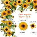 Winlyn 6' Long Artificial Sunflower Garland Hanging Sunflower Vine Greenery Garland with 49 Pcs Sunflower Heads for Fall Autumn Holiday Wedding Arch Home Mantel Doorway Table Backdrop Decoration