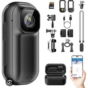 Mini Body Camera 1080P, 512G Thumb Vlogging Cam Hands-Free Recording, Action Camera with 360° Rotate Clip&Magnetic Clip, Wearable Video Recorder for Traveling/Motorcycle(SD Card Not Included) Black