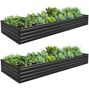 ZUNUDA 10×3×1FT(2PCS) Galvanized Raised Garden Bed Kit, Metal Planter Boxes, Large Outdoor Planters Garden for Planting Vegetables, Flowers, Herbs -Black