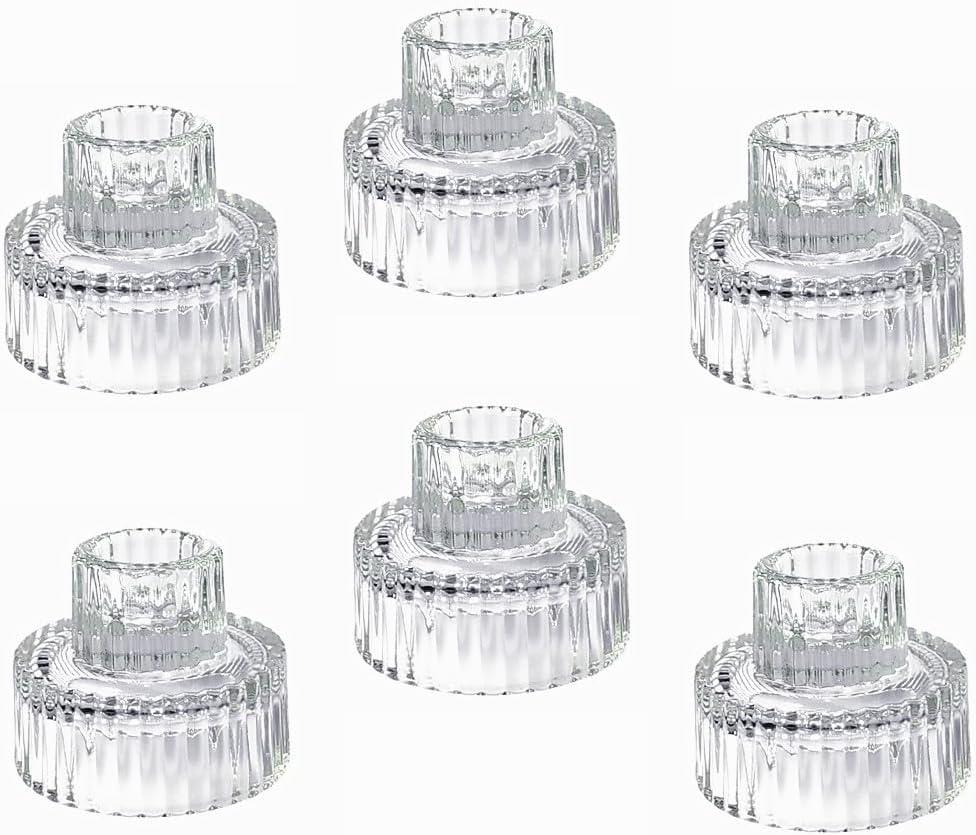Hosley Set of 12 Glass Taper Candle Holders/Tea Light Candle Holders 2 Inches High Ideal Gift for Weddings Party Favor Reiki Meditation