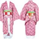 MEEZY 13 Pcs Japanese Anime Kimono Outfits Halloween Cosplay Costume for Adults (Black)