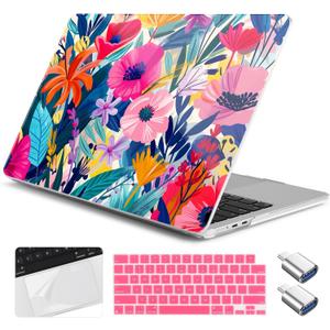 for MacBook Air 13(13.6) inch Case 2025 2024-2022 M4 M3 M2 A3240 A3113 A2681 Shockproof & Scratch-Resistant Hard Shell + Keyboard Cover + Trackpad Protector + Type C, Victorian Watercolor