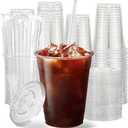 100 Pack 12 oz Clear Plastic Cups with Lids and Straws, Disposable Plastic Coffee Cups with Lids, Party Cups for Iced Coffee, Smoothies and Cold Drinks