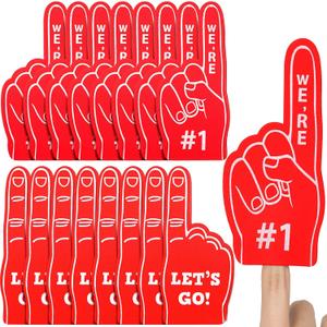 Sinmoe 24 Pcs Mini Foam Finger Baseball Fan Mini Foam Finger, We're #1 Sports Themed Party Supplies for Baseball Hockey Football Basketball Events Team Gifts(Red)