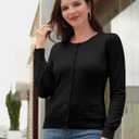GRACE KARIN Womens Long Sleeve Knit Cardigan Sweaters Casual Dressy Open Front Button Down Cardigans Spring Outfits (Black, XL)