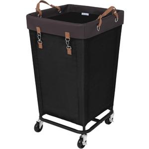 StorageWorks 160L Laundry Basket with Wheels, Large Rolling Hampers for Clothing Organizer, Dirty Clothes Basket for Hotel, Home, Closet, Dorm, Black