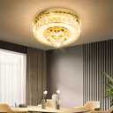 AFQEJG 19.6" Gold Modern Crystal Chandeliers for Dining Room LED Dimmable Light Fixtures Flush Mount Light Living Room Bedrooms