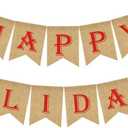 Happy Holidays Banner Burlap Office Holiday Christmas Banner Decorations Happy Holidays Sign for Holiday Xmas Home Office Mantle