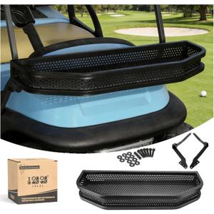10L0L Golf Cart Front Cargo Basket for EZGO TXT/RXVClub Car DS/PrecedentYamaha G22/G29 - Heavy-Duty Steel Mesh Storage Rack, Gas/Electric Compatible