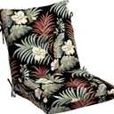 Arden Outdoor Plush Modern Tufted Blowfill Dining Chair Cushion, 21 x 40, Water Repellent, Fade Resistant, Tufted Cushion for Dining and Bistro Chairs, Simone Black Tropical
